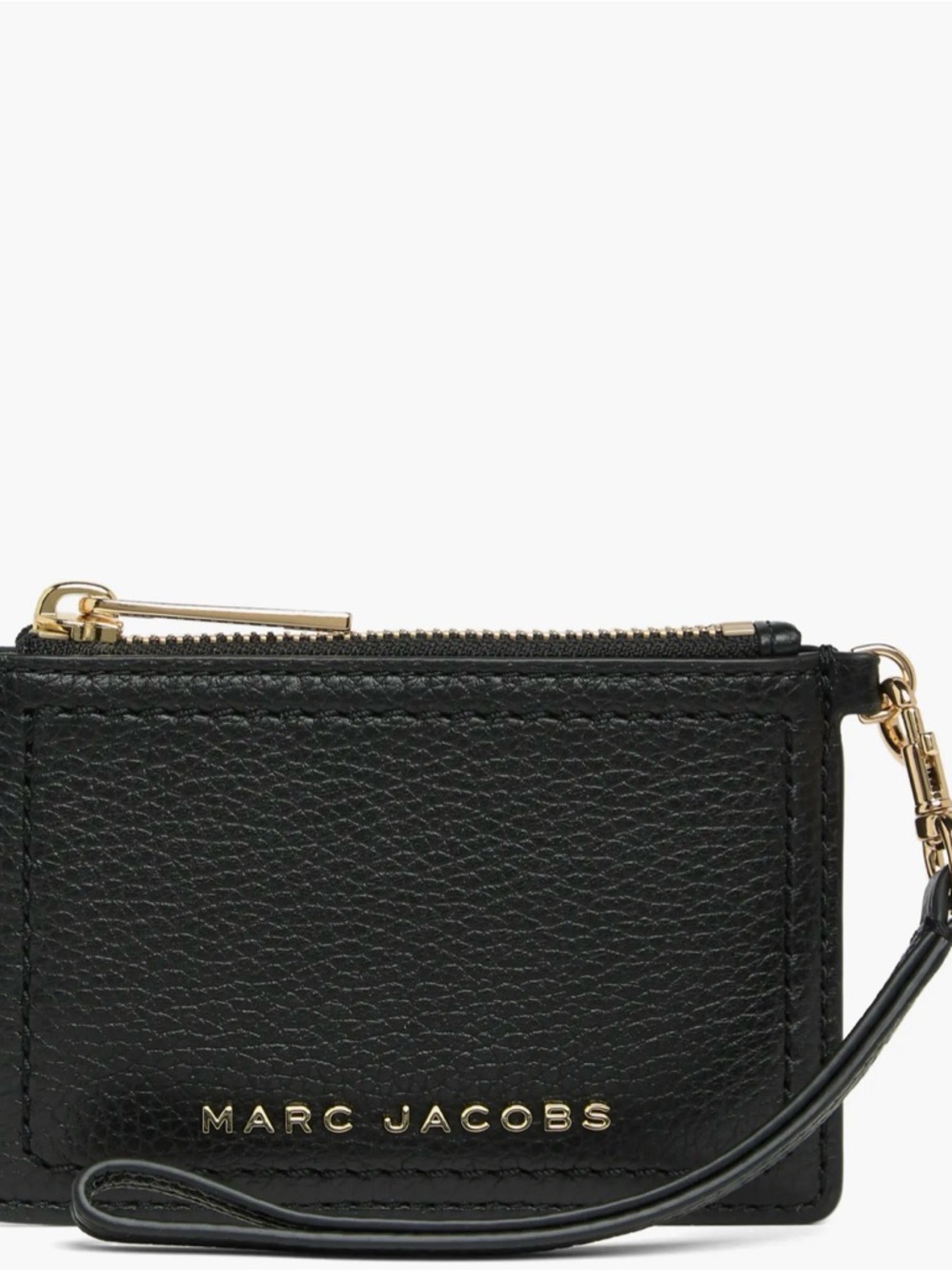 NWOT Marc Jacobs Black Leather Wristlet Card Holder with Gold Hardware